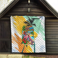 Hawaii Retirement Vacation Quilt Tropical Sunset Beach Pink Flamingo Surfboard Palm Tree TS04 - Polynesian Pride