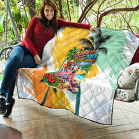 Hawaii Retirement Vacation Quilt Tropical Sunset Beach Pink Flamingo Surfboard Palm Tree TS04 - Polynesian Pride