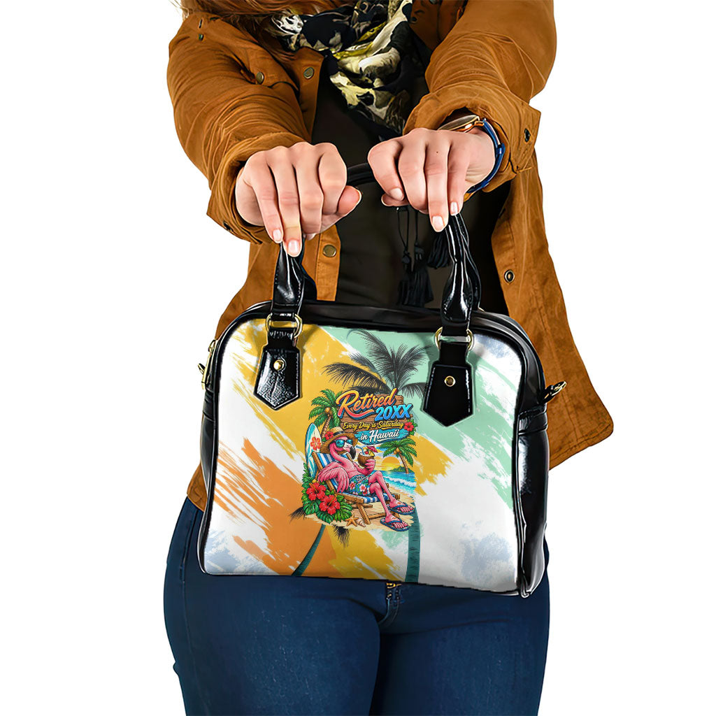 Hawaii Retirement Vacation Shoulder Handbag Tropical Sunset Beach Pink Flamingo Surfboard Palm Tree TS04 One Size Yellow Green - Polynesian Pride