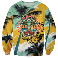 Hawaii Retirement Vacation Sweatshirt Tropical Sunset Beach Pink Flamingo Surfboard Palm Tree