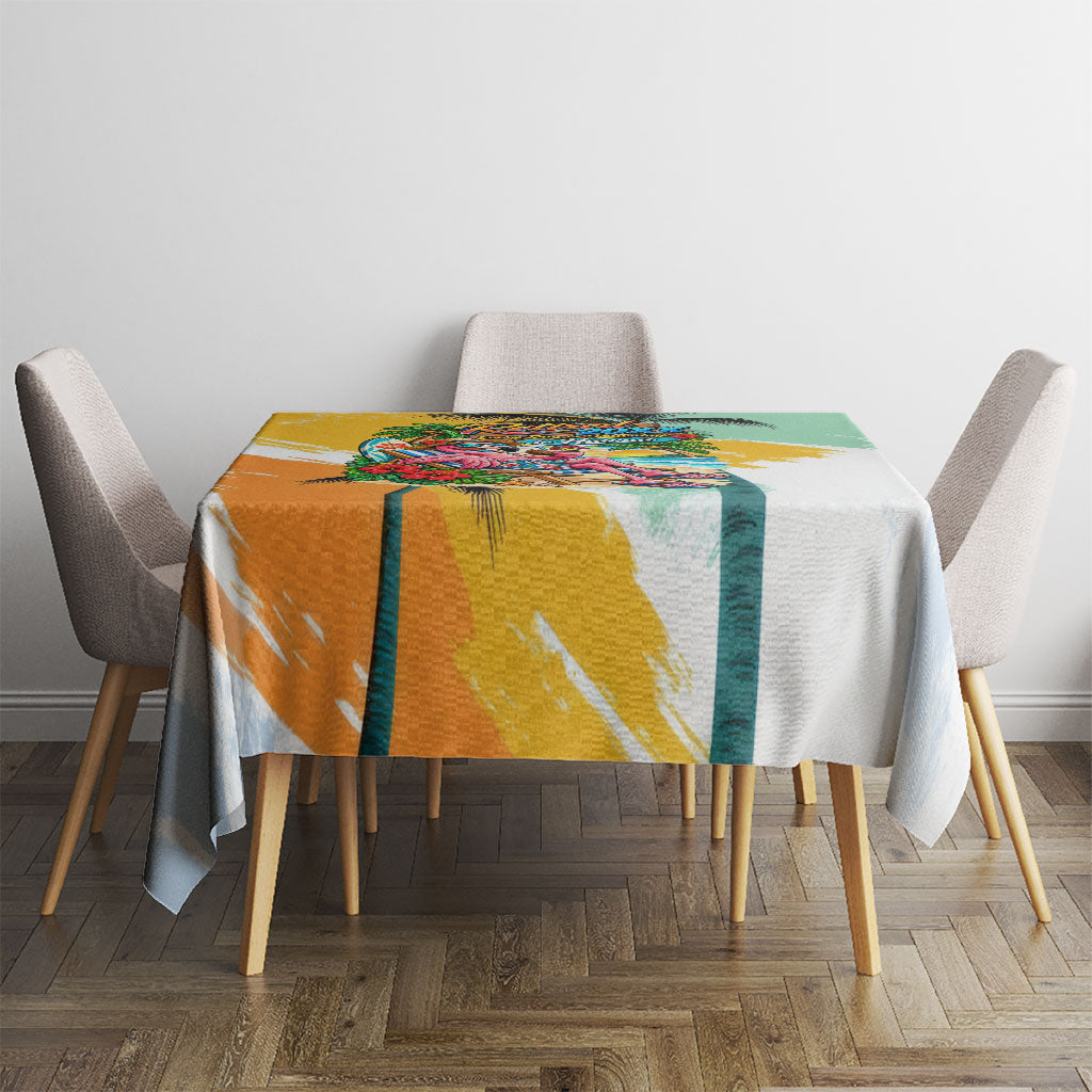 Hawaii Retirement Vacation Tablecloth Tropical Sunset Beach Pink Flamingo Surfboard Palm Tree TS04 - Polynesian Pride