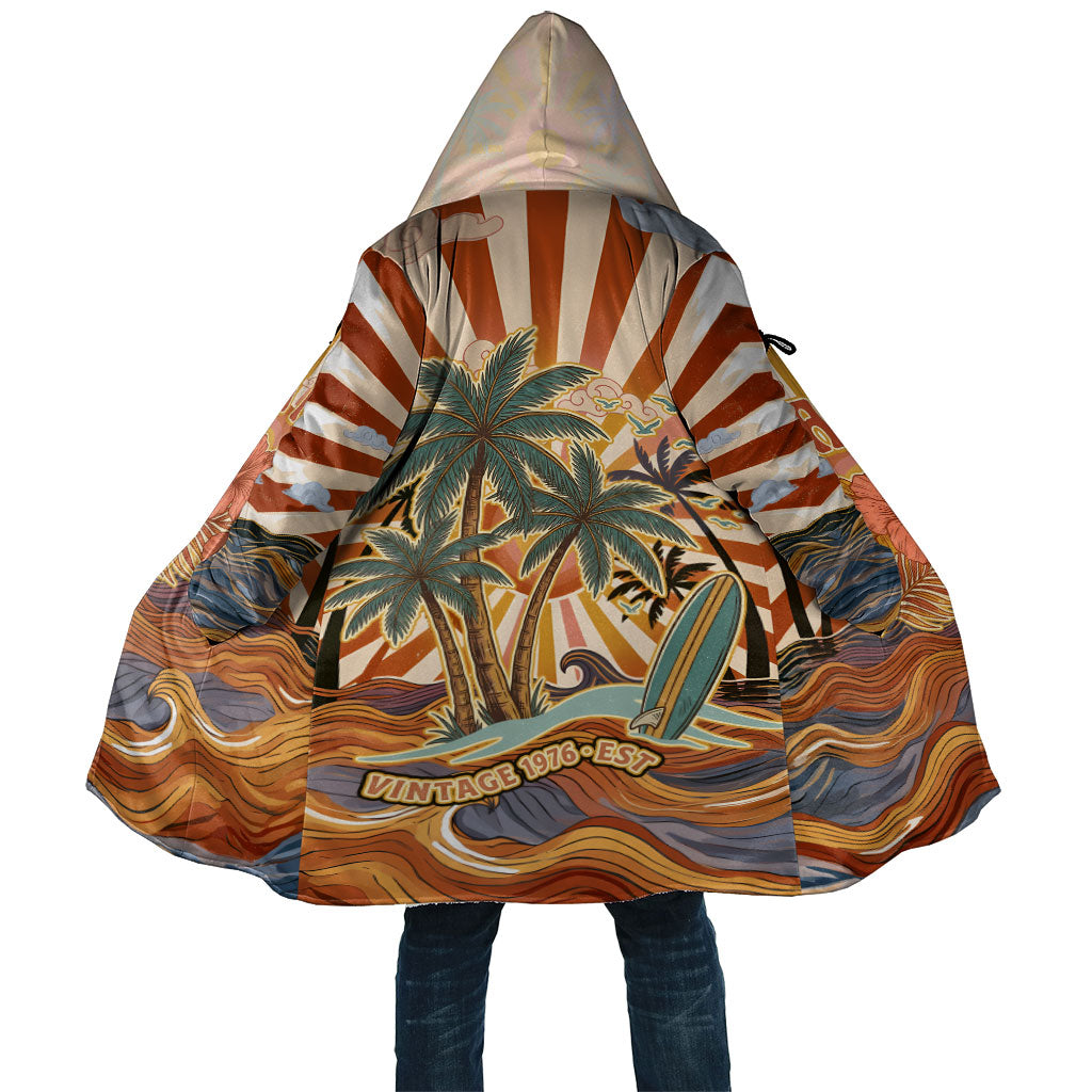 Aloha Nifty 50th Birthday Hawaii Cloak Vintage Retro Sunburst Tropical Palm Tree Surfboard Art TS04 Unisex Orange Beige - Polynesian Pride
