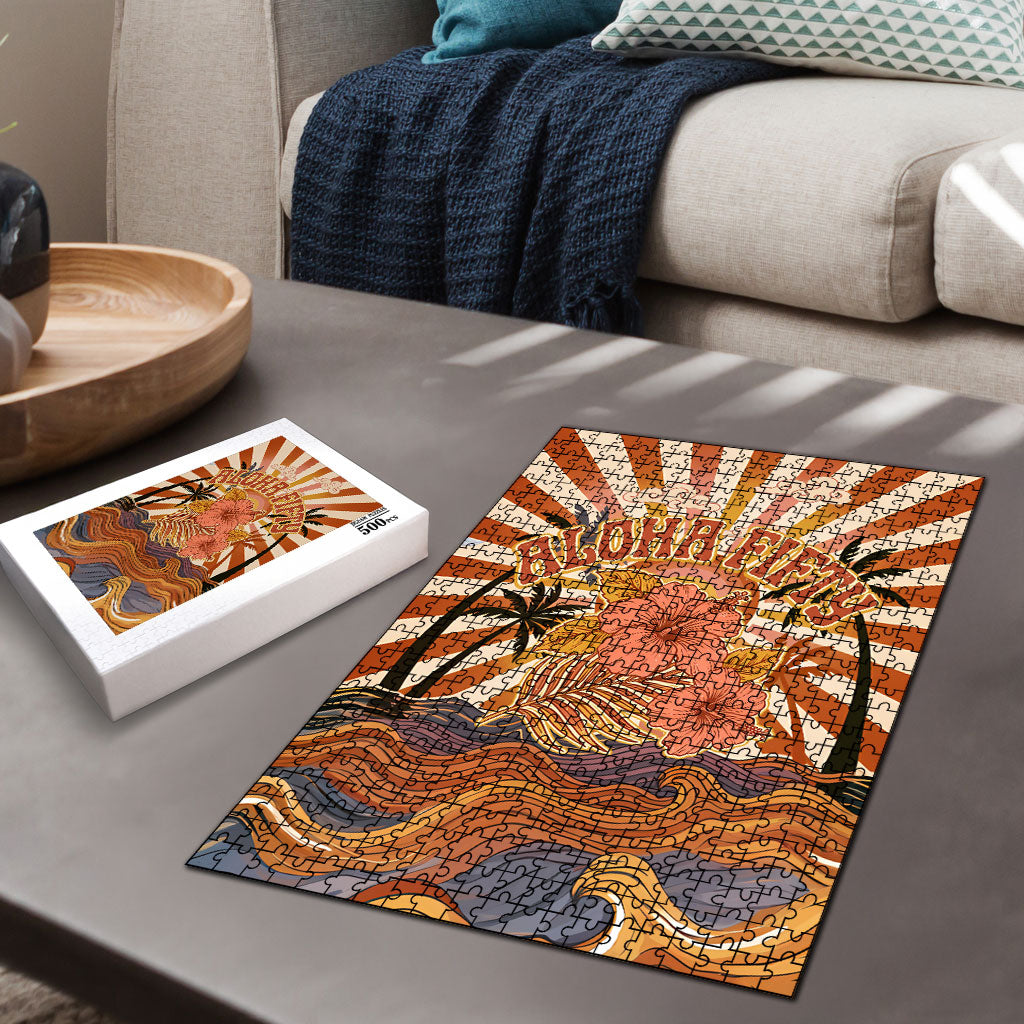 Aloha Nifty 50th Birthday Hawaii Puzzle Vintage Retro Sunburst Tropical Palm Tree Surfboard Art TS04 - Polynesian Pride