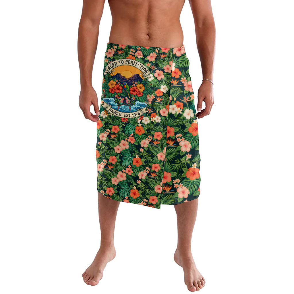 Hawaii 50th Birthday Lavalava Tropical Vintage Floral Hibiscus Parrot Island Sunset Art TS04 Green Pink - Polynesian Pride