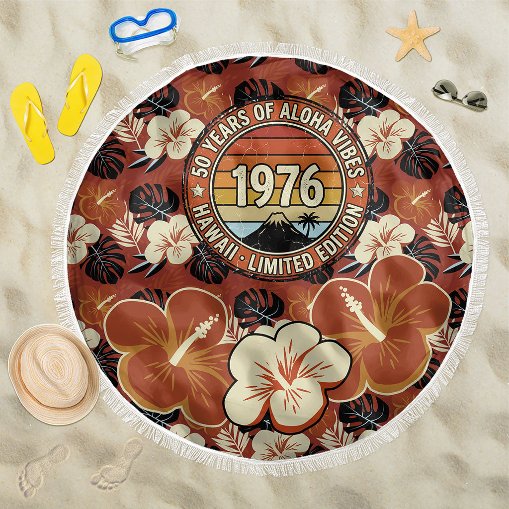 Hawaii 50th Birthday Beach Blanket Vintage 1976 Limited Edition Floral Surfboard Aloha Vibes TS04 One Size 150cm Orange Brown - Polynesian Pride