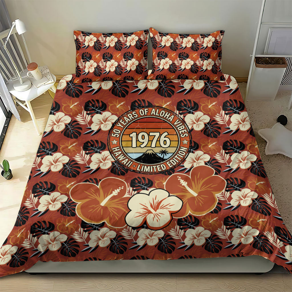Hawaii 50th Birthday Bedding Set Vintage 1976 Limited Edition Floral Surfboard Aloha Vibes TS04 - Polynesian Pride