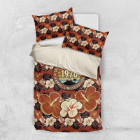 Hawaii 50th Birthday Bedding Set Vintage 1976 Limited Edition Floral Surfboard Aloha Vibes TS04 US Twin 172cm x 218cm Orange Brown - Polynesian Pride