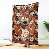 Hawaii 50th Birthday Blanket Vintage 1976 Limited Edition Floral Surfboard Aloha Vibes