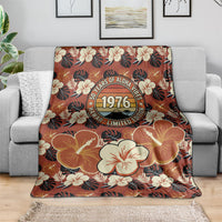 Hawaii 50th Birthday Blanket Vintage 1976 Limited Edition Floral Surfboard Aloha Vibes