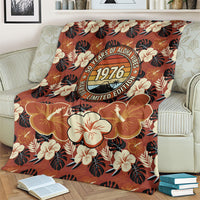 Hawaii 50th Birthday Blanket Vintage 1976 Limited Edition Floral Surfboard Aloha Vibes
