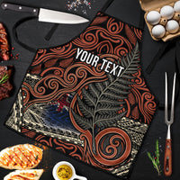 Personalised New Zealand 50th Birthday Apron Aotearoa Tribal Pattern Silver Fern Flag TS04 Red Black - Polynesian Pride