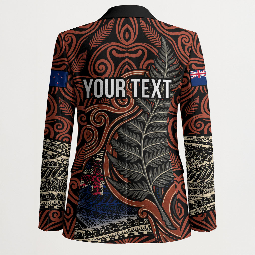Personalised New Zealand 50th Birthday Blazer Aotearoa Tribal Pattern Silver Fern Flag