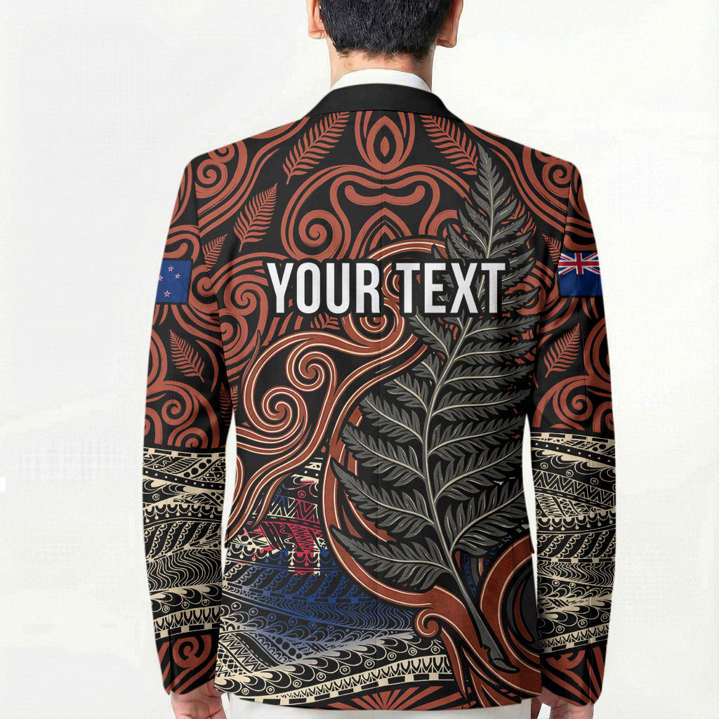 Personalised New Zealand 50th Birthday Blazer Aotearoa Tribal Pattern Silver Fern Flag