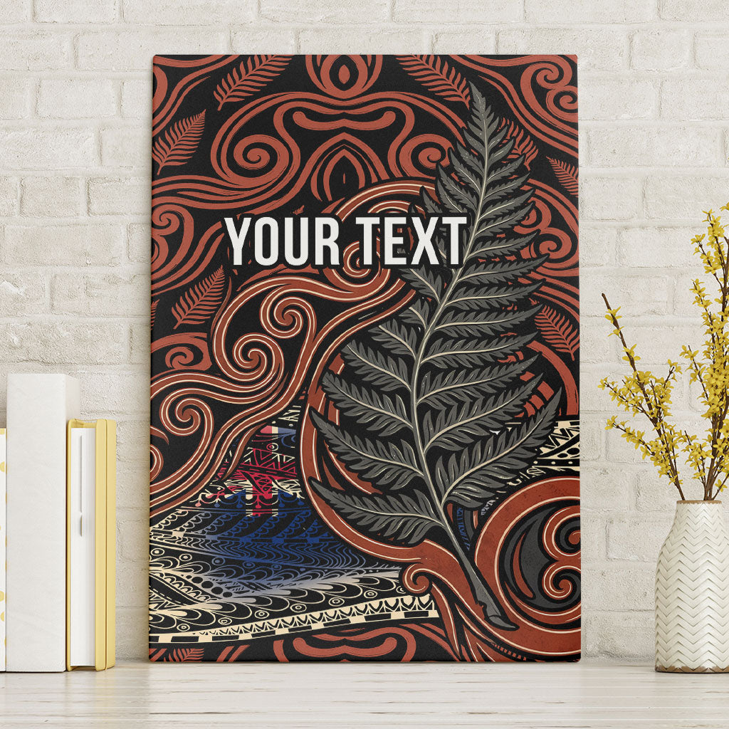 Personalised New Zealand 50th Birthday Canvas Wall Art Aotearoa Tribal Pattern Silver Fern Flag TS04 Without Frame Red Black - Polynesian Pride
