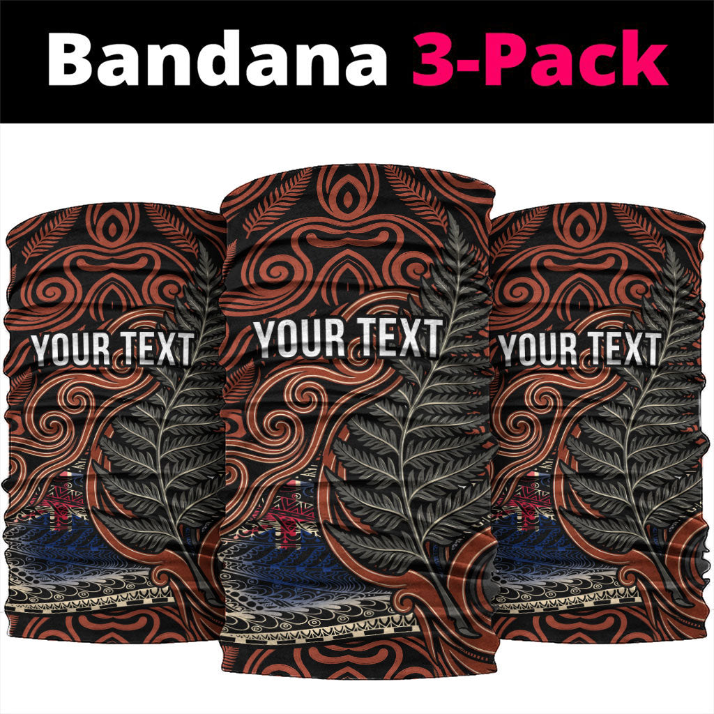 Personalised New Zealand 50th Birthday Neck Gaiter Aotearoa Tribal Pattern Silver Fern Flag TS04 package One Size: 25*50cm Red Black - Polynesian Pride