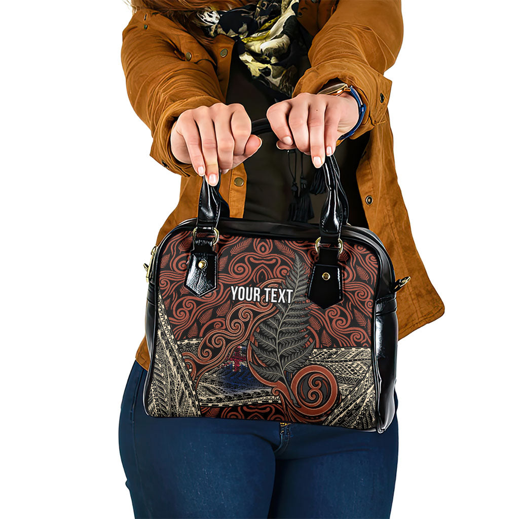 Personalised New Zealand 50th Birthday Shoulder Handbag Aotearoa Tribal Pattern Silver Fern Flag TS04 One Size Red Black - Polynesian Pride