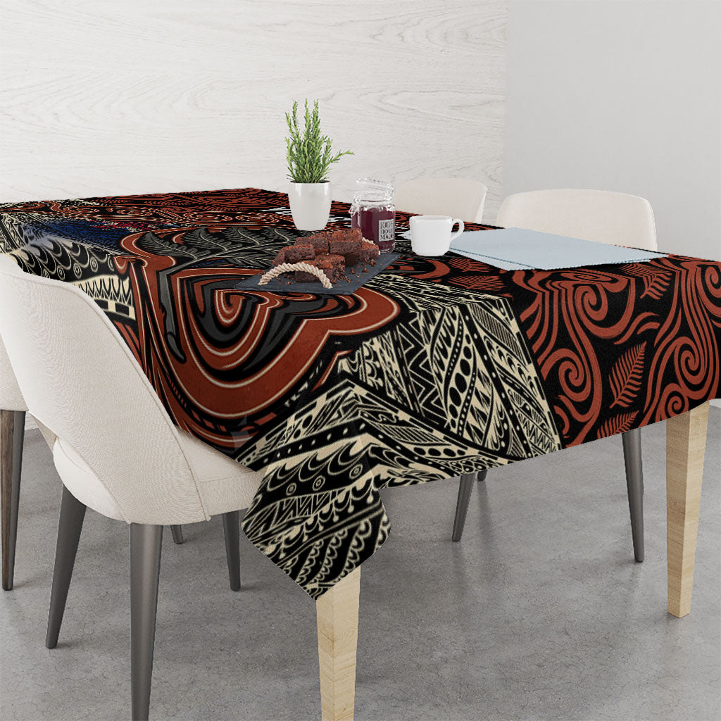 Personalised New Zealand 50th Birthday Tablecloth Aotearoa Tribal Pattern Silver Fern Flag TS04 - Polynesian Pride