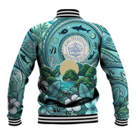 Palau Official Seal Flag Baseball Jacket Tribal Pattern Ocean Marine Life Tropical Hibiscus TS04 - Polynesian Pride