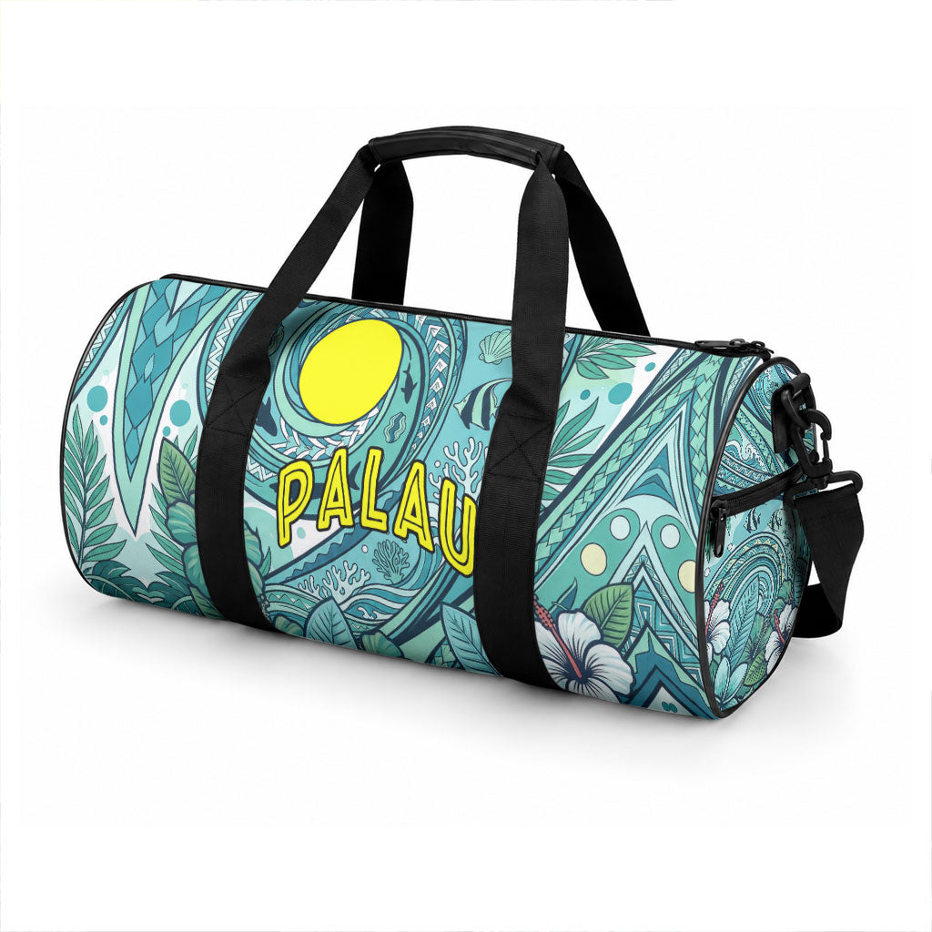Palau Official Seal Flag Duffle Bag Tribal Pattern Ocean Marine Life Tropical Hibiscus TS04 - Polynesian Pride
