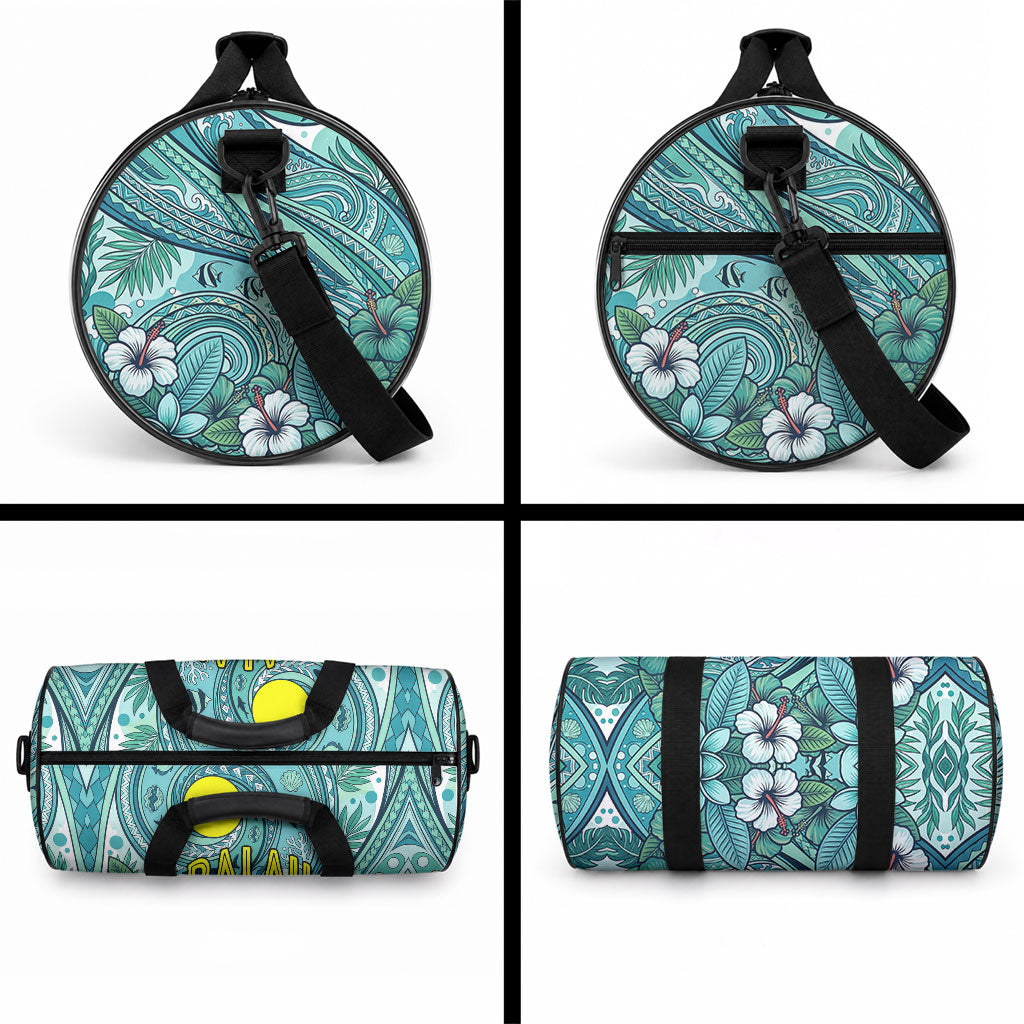 Palau Official Seal Flag Duffle Bag Tribal Pattern Ocean Marine Life Tropical Hibiscus TS04 - Polynesian Pride