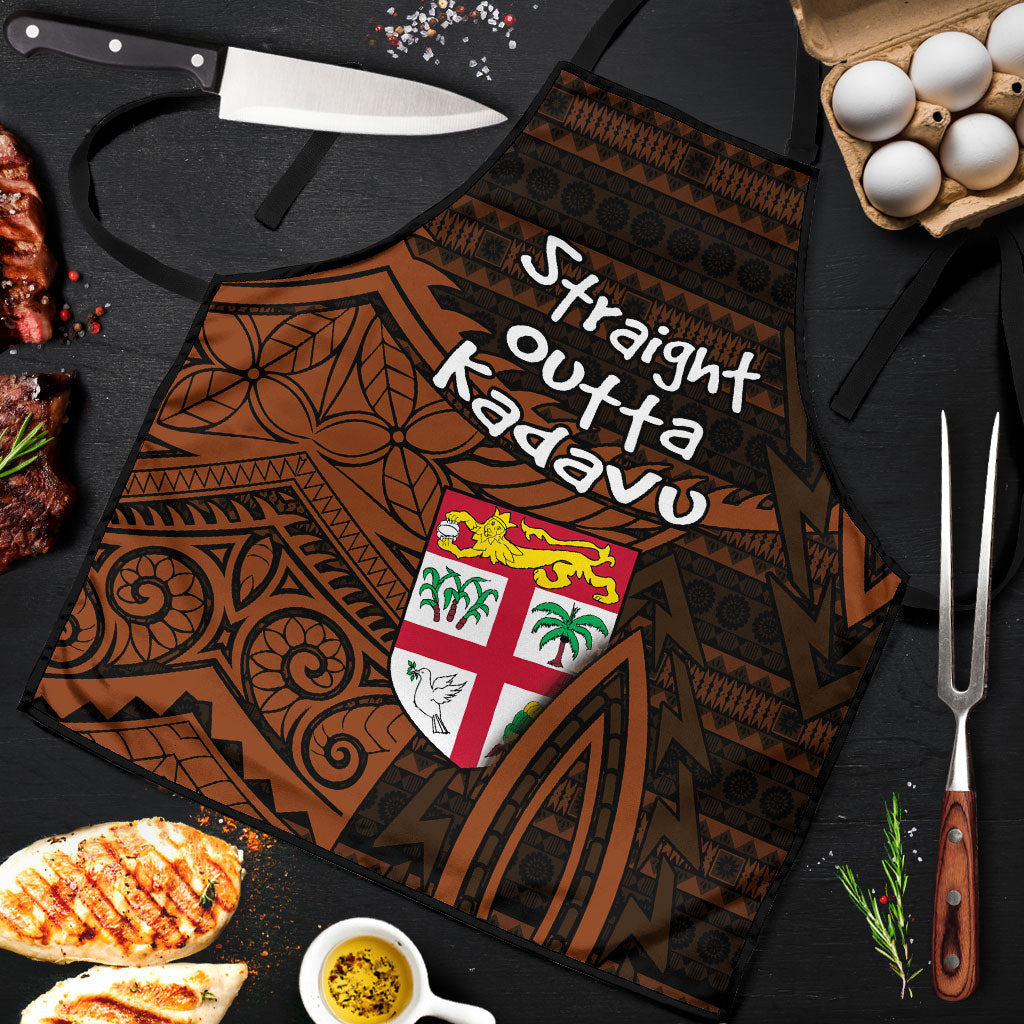 Straight Outta Kadavu Fiji Apron Tribal Polynesian Tattoo Coat Of Arms Flag