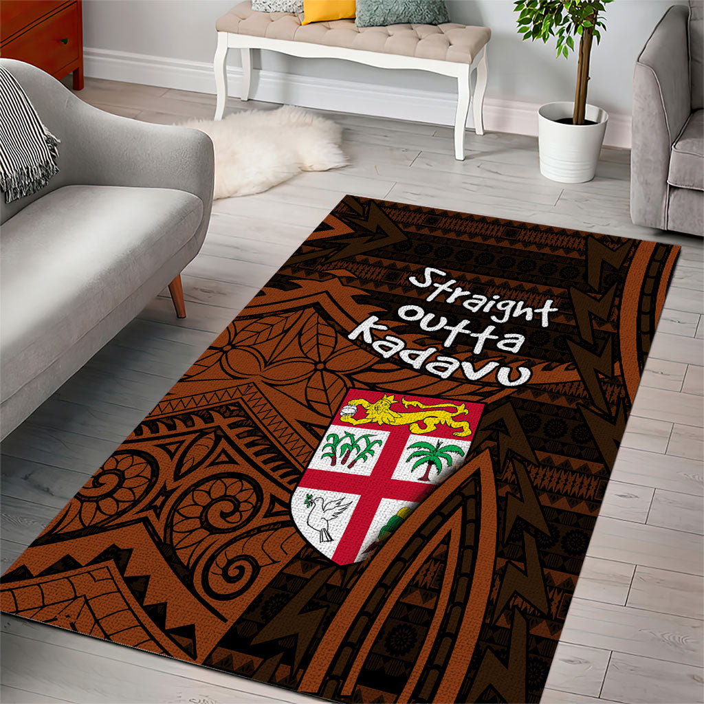 Straight Outta Kadavu Fiji Area Rug Tribal Polynesian Tattoo Coat Of Arms Flag