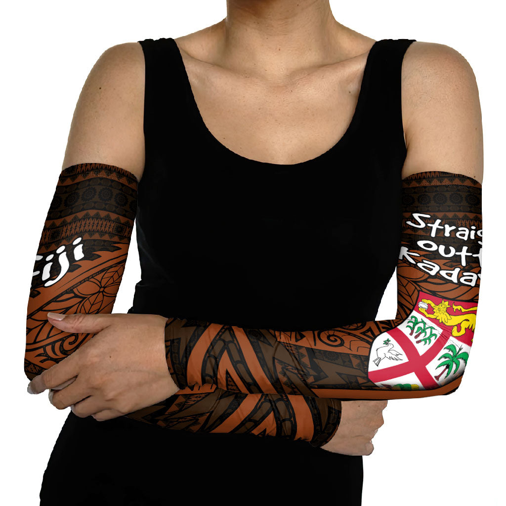 Straight Outta Kadavu Fiji Arm Sleeves Tribal Polynesian Tattoo Coat Of Arms Flag