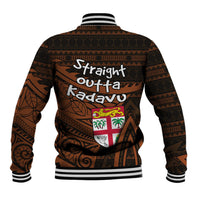 Straight Outta Kadavu Fiji Baseball Jacket Tribal Polynesian Tattoo Coat Of Arms Flag