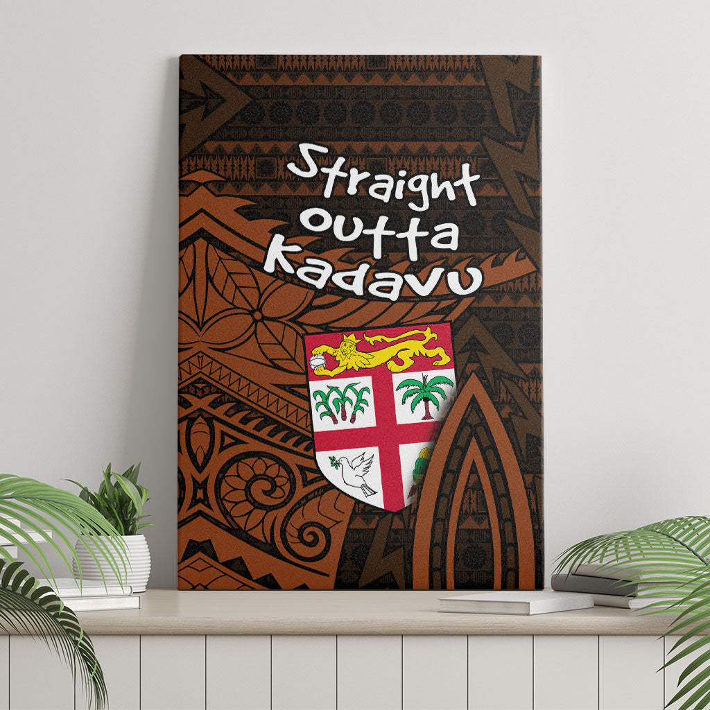 Straight Outta Kadavu Fiji Canvas Wall Art Tribal Polynesian Tattoo Coat Of Arms Flag