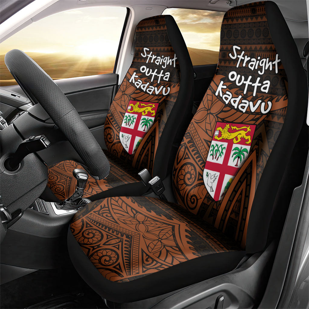 Straight Outta Kadavu Fiji Car Seat Cover Tribal Polynesian Tattoo Coat Of Arms Flag