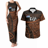 Straight Outta Kadavu Fiji Couples Matching Tank Maxi Dress and Hawaiian Shirt Tribal Polynesian Tattoo Coat Of Arms Flag