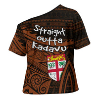 Straight Outta Kadavu Fiji Cross Shoulder Shirt Tribal Polynesian Tattoo Coat Of Arms Flag