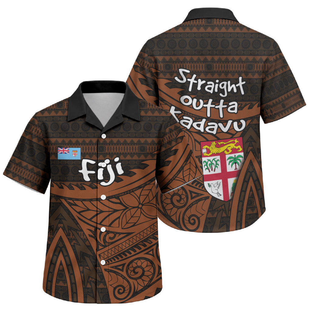 Straight Outta Kadavu Fiji Family Matching Mermaid Dress and Hawaiian Shirt Tribal Polynesian Tattoo Coat Of Arms Flag
