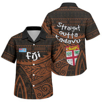 Straight Outta Kadavu Fiji Family Matching Off The Shoulder Long Sleeve Dress and Hawaiian Shirt Tribal Polynesian Tattoo Coat Of Arms Flag