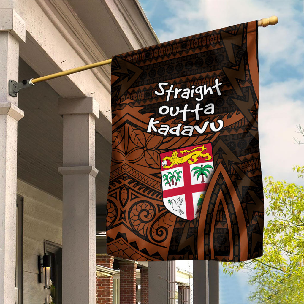 Straight Outta Kadavu Fiji Garden Flag Tribal Polynesian Tattoo Coat Of Arms Flag