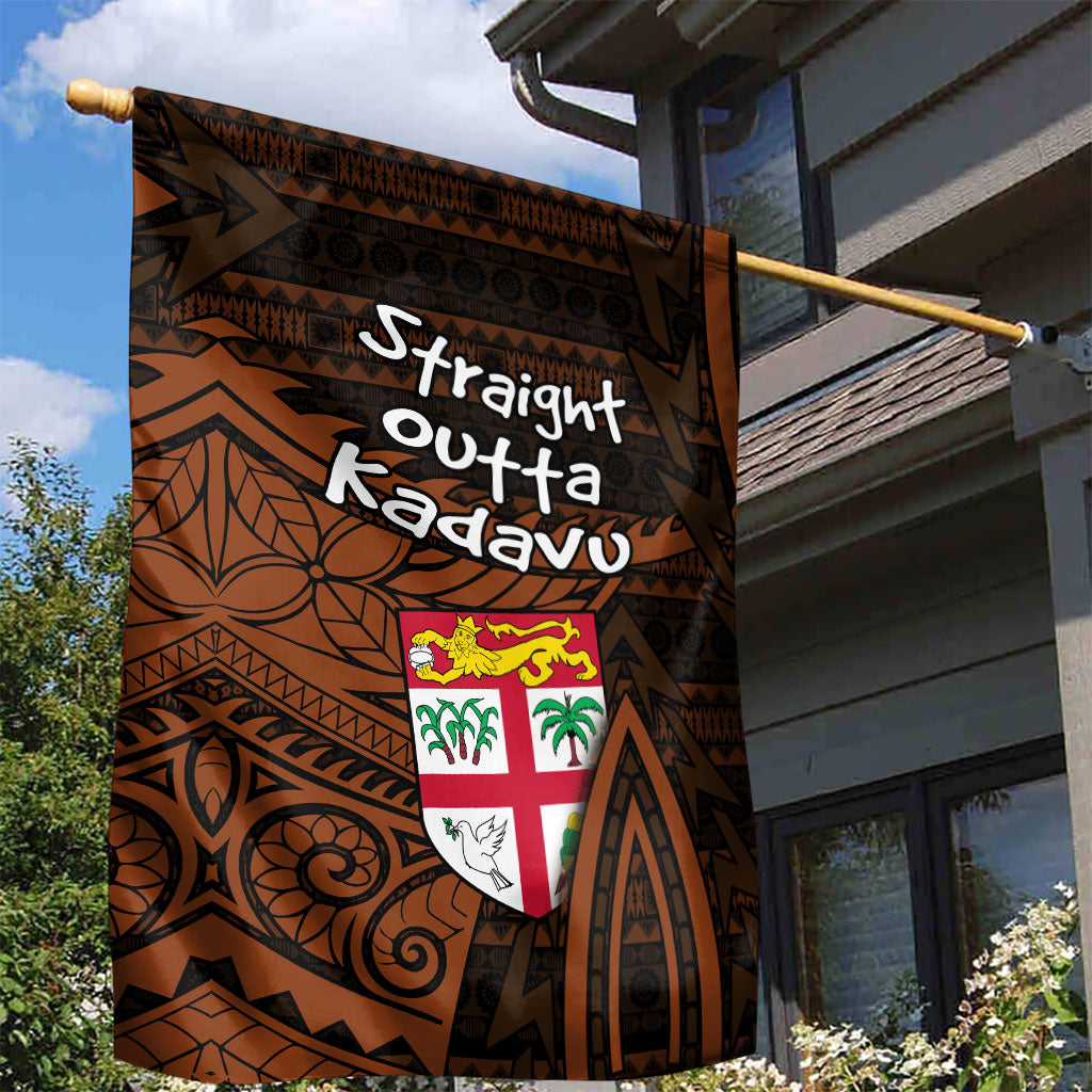 Straight Outta Kadavu Fiji Garden Flag Tribal Polynesian Tattoo Coat Of Arms Flag