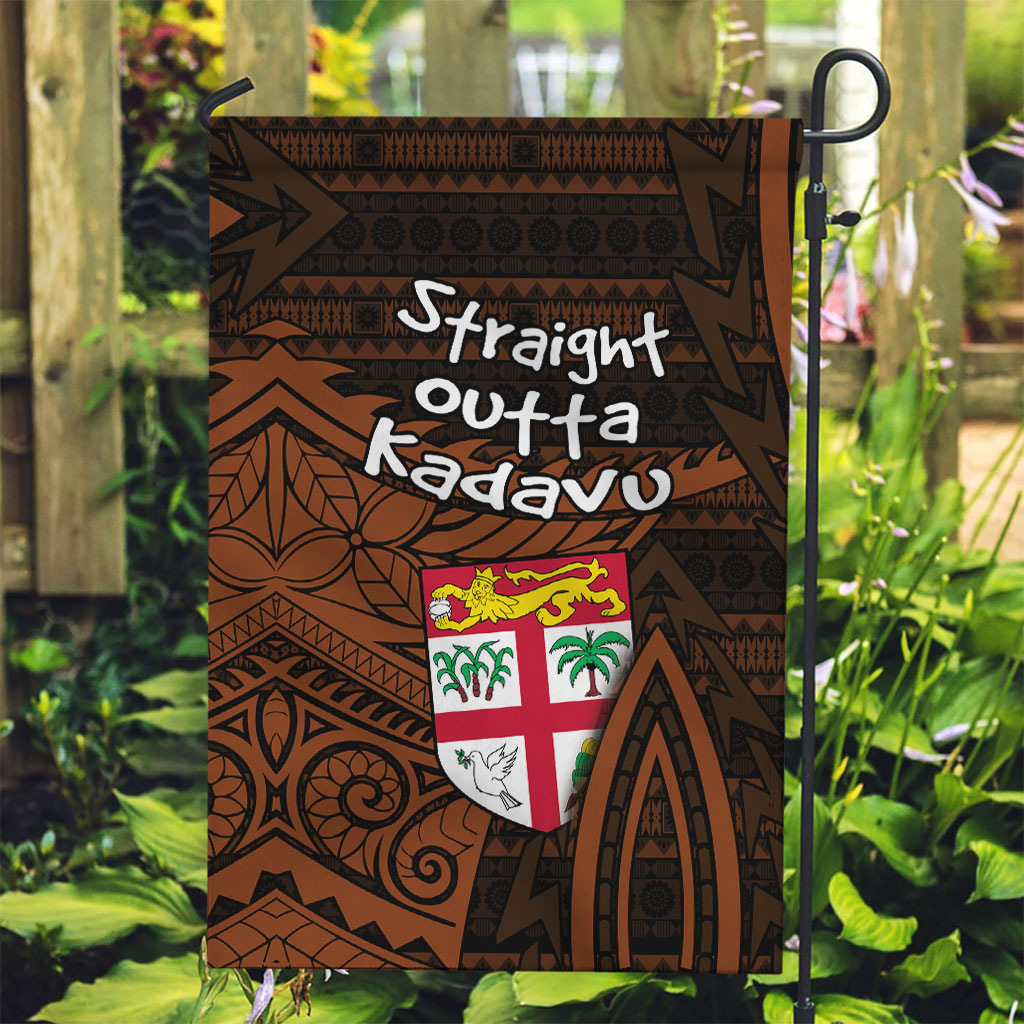 Straight Outta Kadavu Fiji Garden Flag Tribal Polynesian Tattoo Coat Of Arms Flag