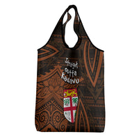 Straight Outta Kadavu Fiji Grocery Bag Tribal Polynesian Tattoo Coat Of Arms Flag