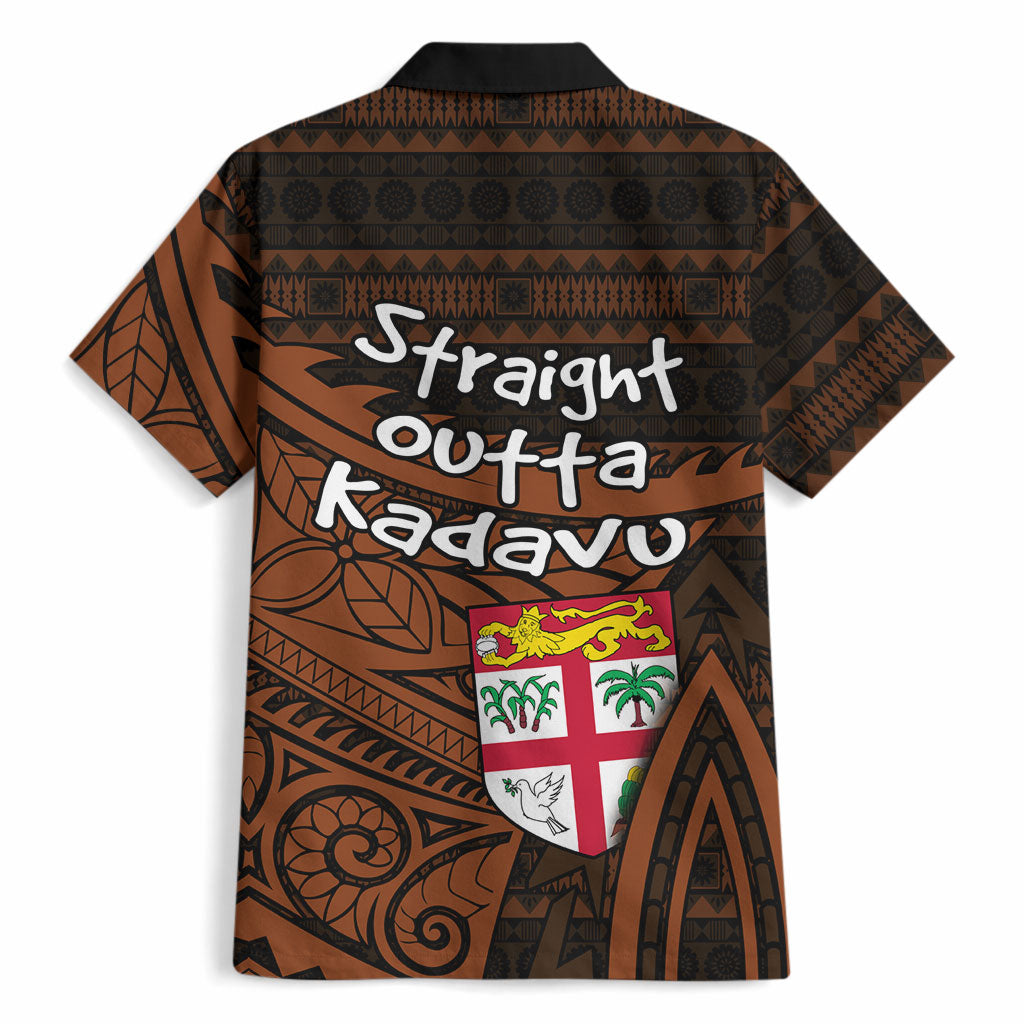 Straight Outta Kadavu Fiji Hawaiian Shirt Tribal Polynesian Tattoo Coat Of Arms Flag