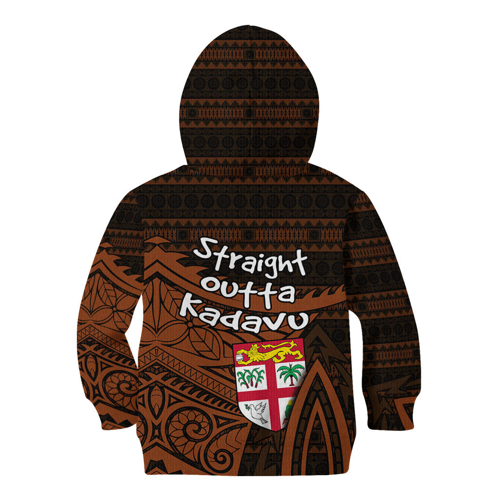 Straight Outta Kadavu Fiji Kid Hoodie Tribal Polynesian Tattoo Coat Of Arms Flag