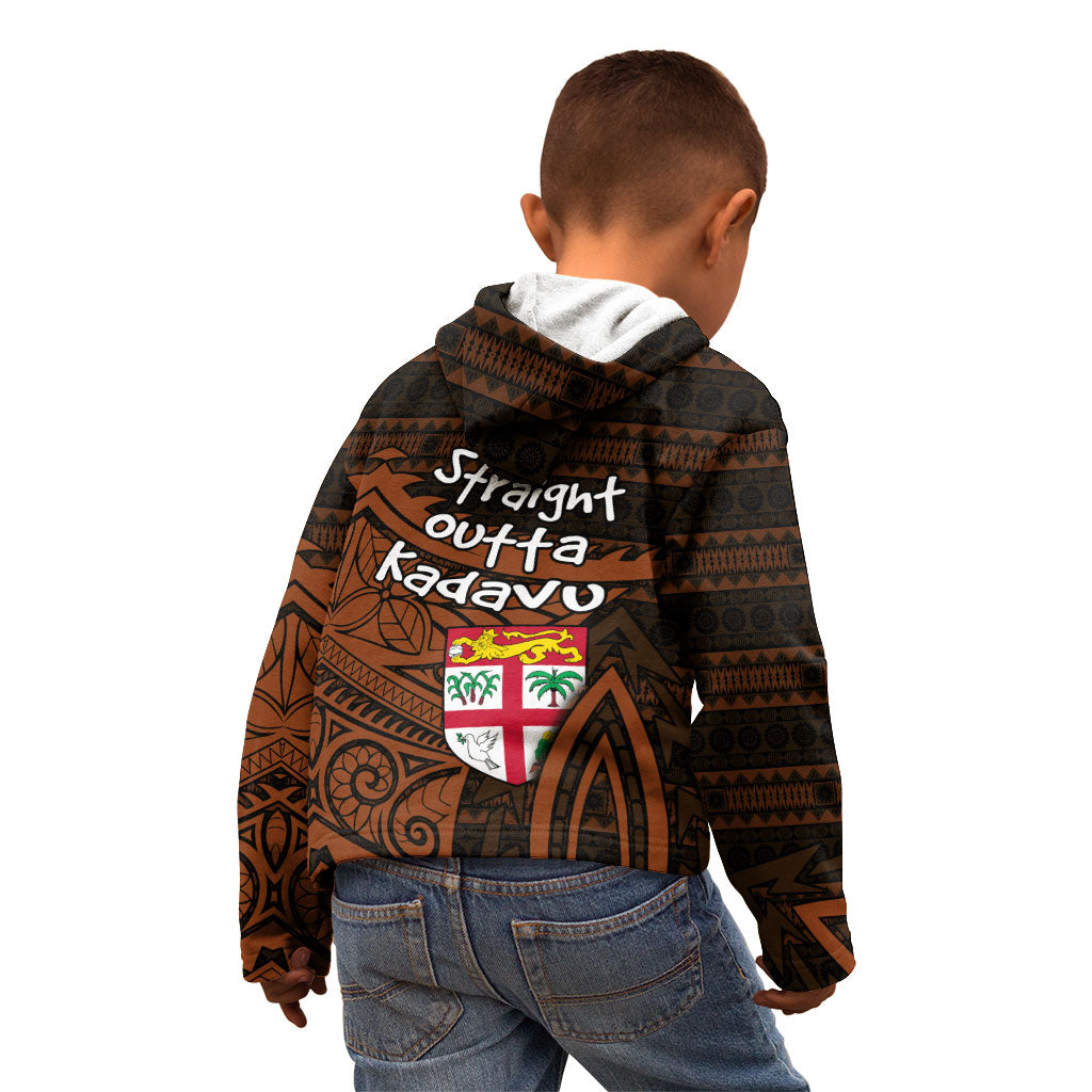 Straight Outta Kadavu Fiji Kid Hoodie Tribal Polynesian Tattoo Coat Of Arms Flag