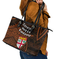 Straight Outta Kadavu Fiji Leather Tote Bag Tribal Polynesian Tattoo Coat Of Arms Flag