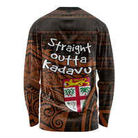 Straight Outta Kadavu Fiji Long Sleeve Shirt Tribal Polynesian Tattoo Coat Of Arms Flag