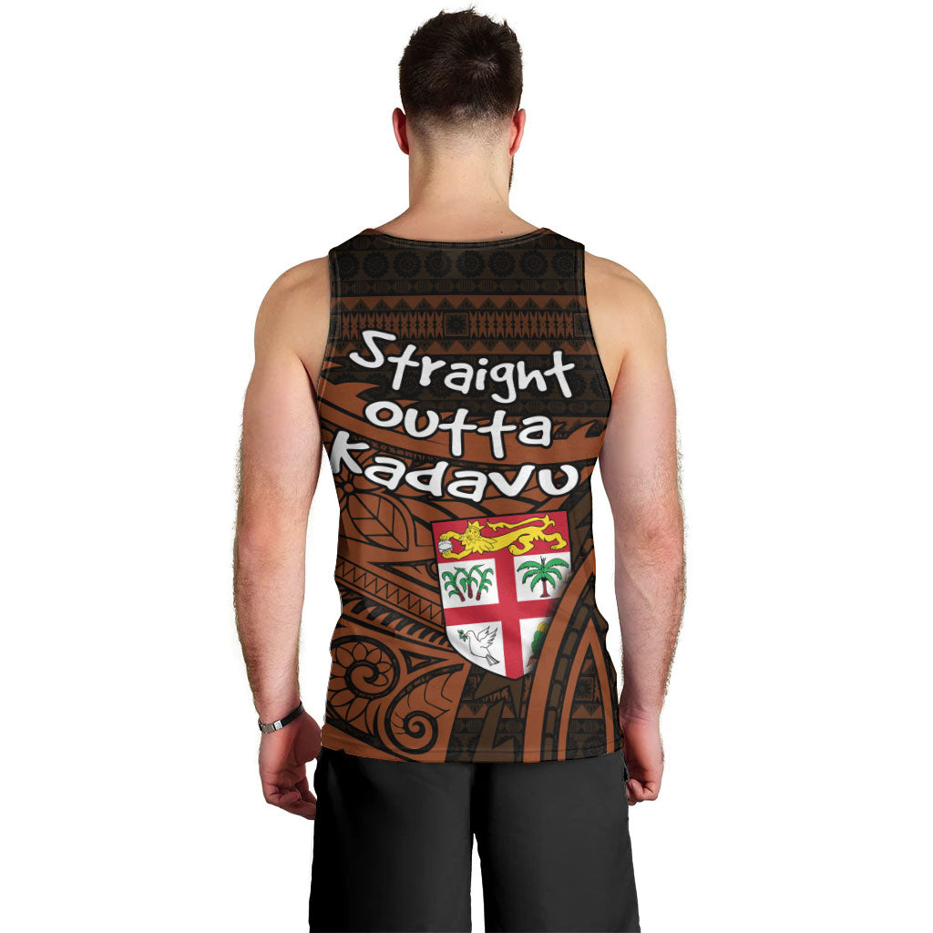 Straight Outta Kadavu Fiji Men Tank Top Tribal Polynesian Tattoo Coat Of Arms Flag