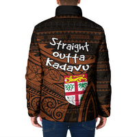 Straight Outta Kadavu Fiji Padded Jacket Tribal Polynesian Tattoo Coat Of Arms Flag