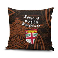 Straight Outta Kadavu Fiji Pillow Cover Tribal Polynesian Tattoo Coat Of Arms Flag