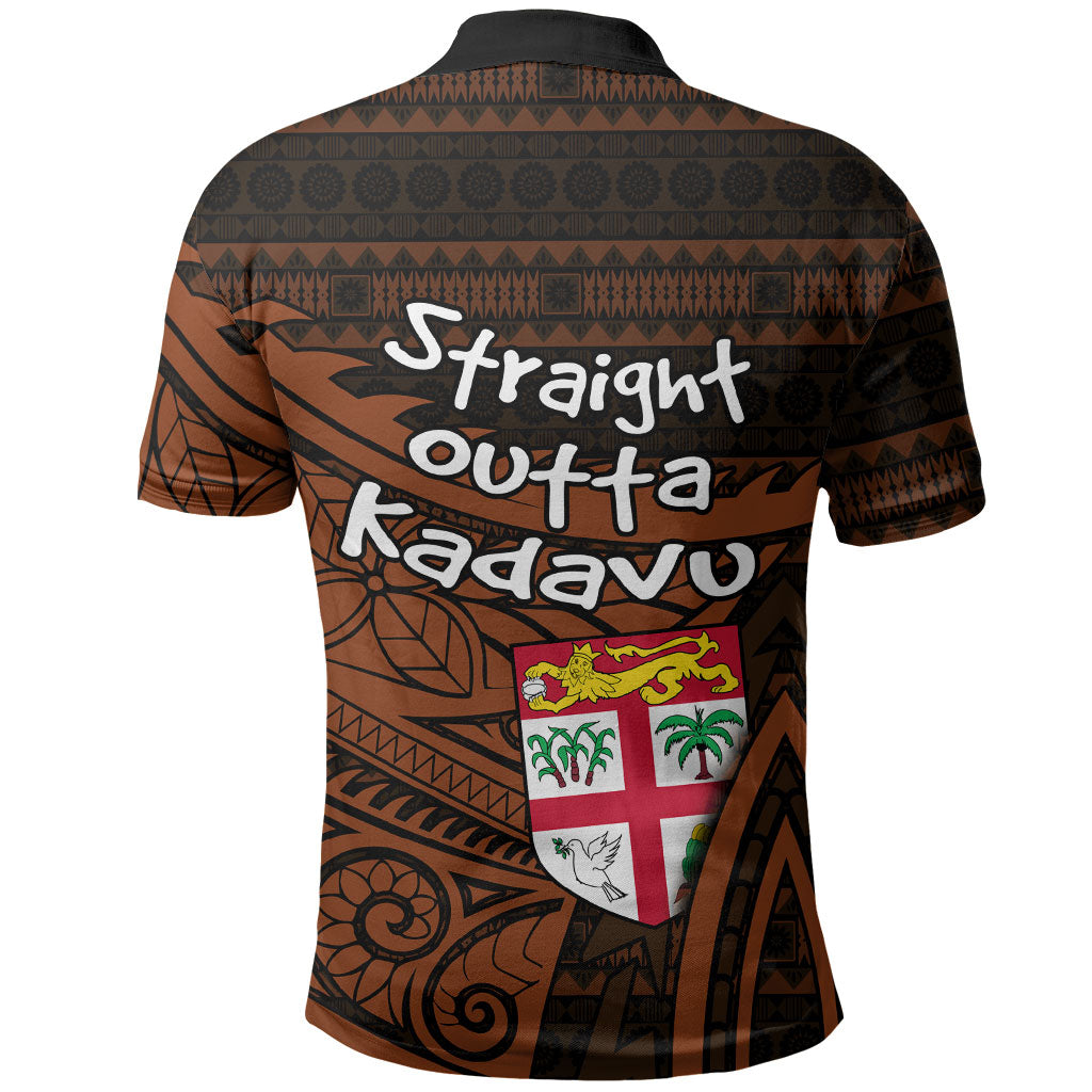 Straight Outta Kadavu Fiji Polo Shirt Tribal Polynesian Tattoo Coat Of Arms Flag