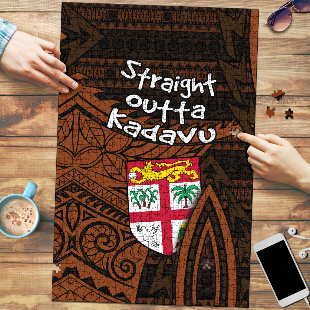 Straight Outta Kadavu Fiji Puzzle Tribal Polynesian Tattoo Coat Of Arms Flag