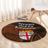 Straight Outta Kadavu Fiji Round Carpet Tribal Polynesian Tattoo Coat Of Arms Flag