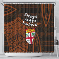 Straight Outta Kadavu Fiji Shower Curtain Tribal Polynesian Tattoo Coat Of Arms Flag